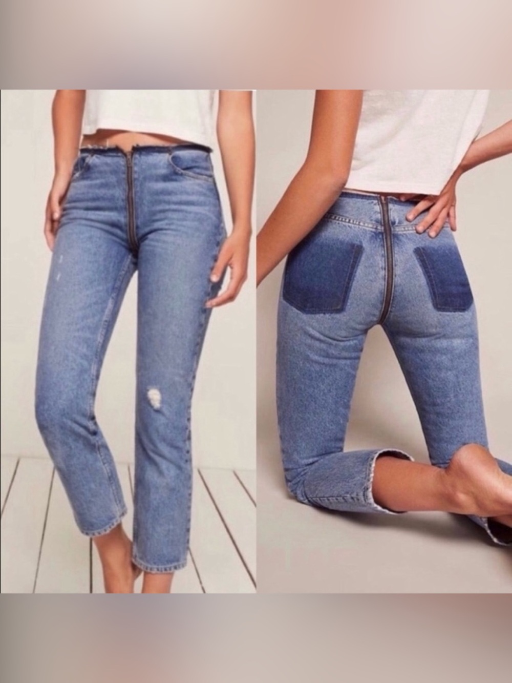 Reformation Zipper Celtic Straight Leg Jeans 26